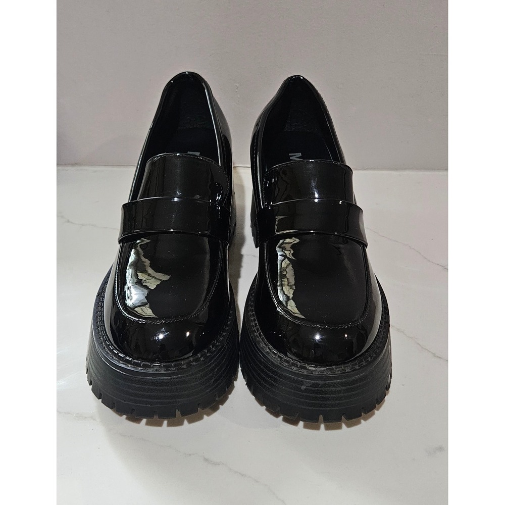 Mia Black Patent Chunky Platform Lug Sole Loafers Size 9 M